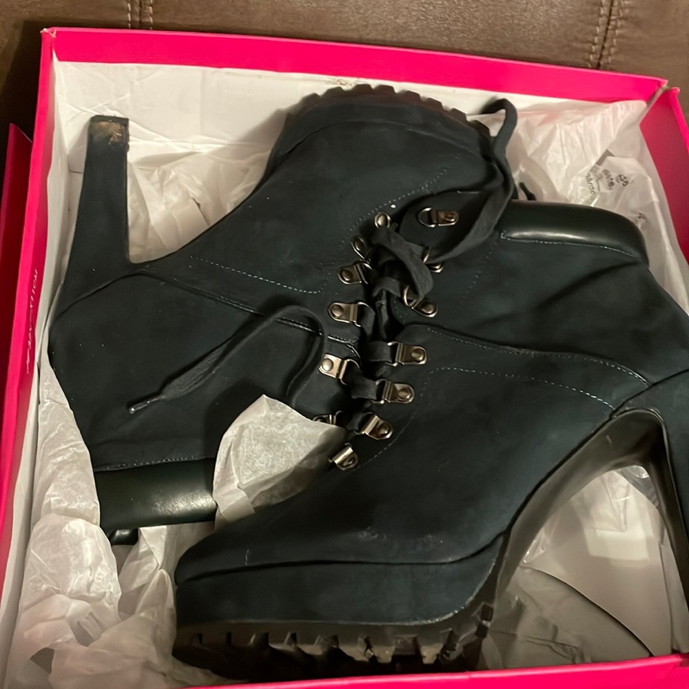 Forest Green Combat Booties w/ heel